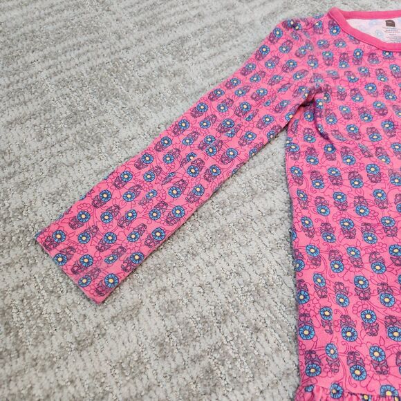Tea Collection floral long sleeve ruffle dress pink blue cotton size 4 - Picture 7 of 9